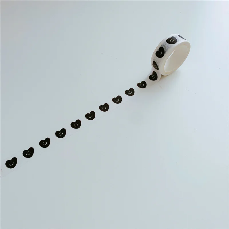 Ins Bear Black White Love Heart Decorative Adhesive Tape Masking Washi Tape Diy Scrapbooking Sticker Label Japanese Stationery