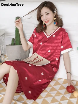 

2020 nightgowns sleepshirts satin sleepwear chemise sleep lounge night silk dress elegant sexy ladies nightwear Girl Sleepwear