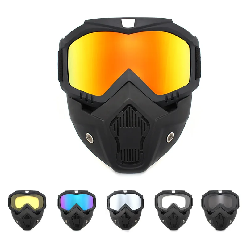 Máscara de esquí para hombre y mujer, gafas de seguridad con filtro para la boca a prueba de viento y de Motocross