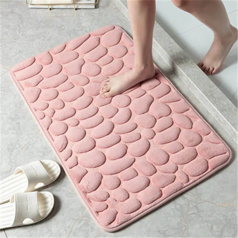 Cobblestone Embossed Bathroom Bath Mat Non slip Carpets In Wash Basin