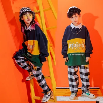 

Girls Jazz Dance Costume Children Hip-Hop Clothing Boys Polo Shirt Festival Stage Performance Street Dancing Outfit Fashion 3314