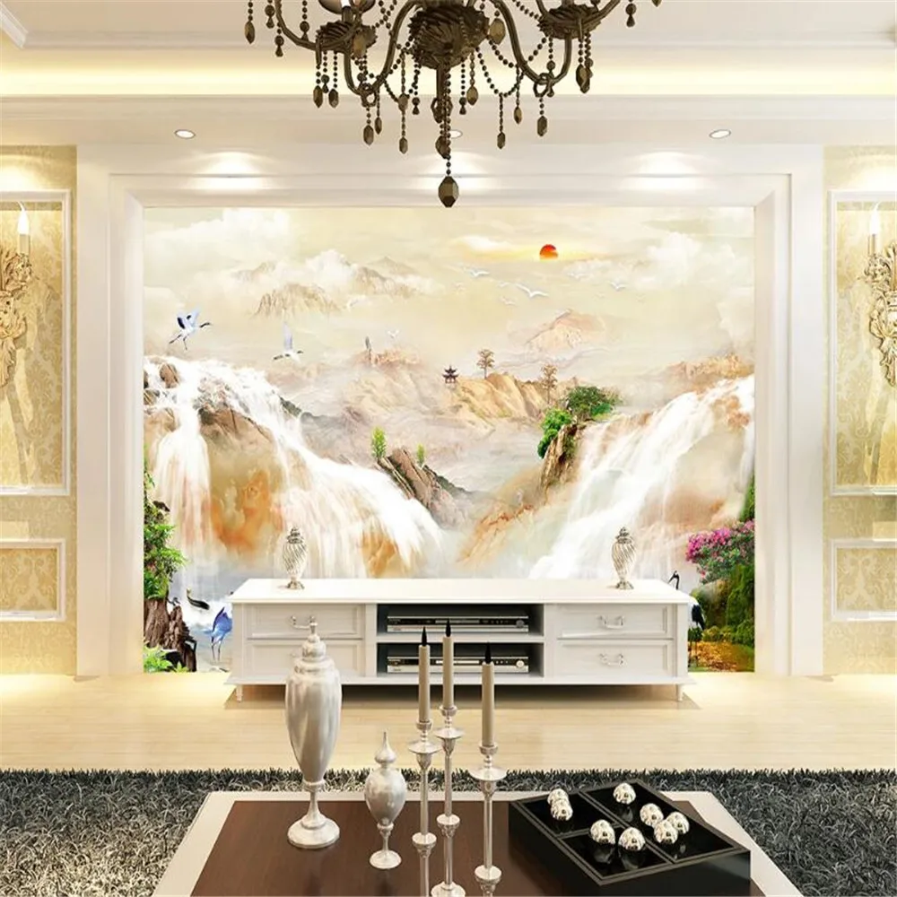 

Milofi custom large wallpaper mural luxury atmosphere Haina Baichuan running water fortune marble pattern background wall