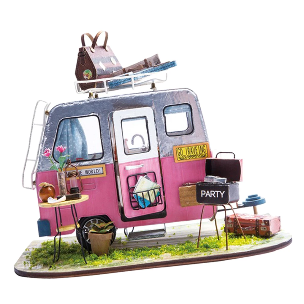 1/24 Dollhouse 3D Wooden Room Kit Miniature Travel Truck House Model to Build - Birthday Gifts for Kids