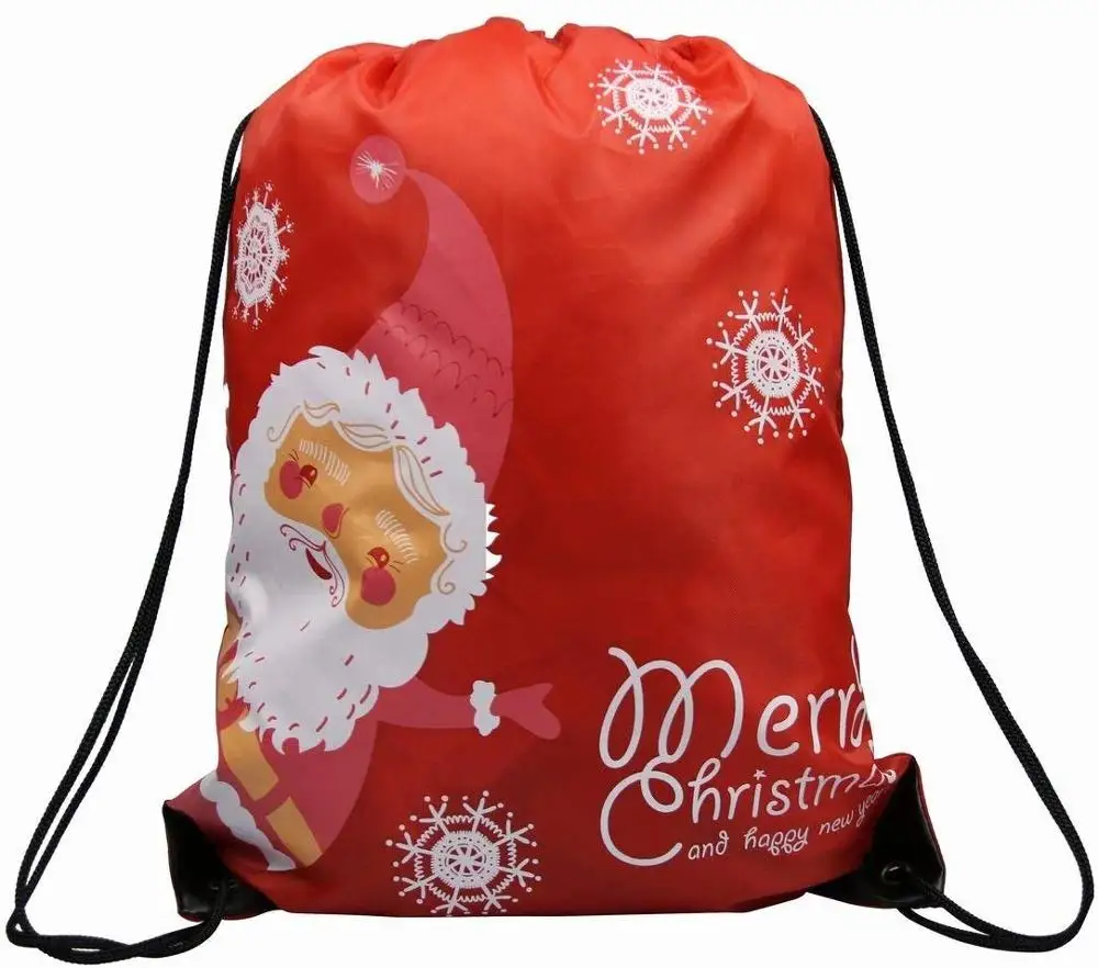 Сумки с логотипом на заказ, рождественские подарочные сумки, сумки с завязками, сумки с Санта Клаусом, рюкзаки для стаканчики для вечеринки, подарков и конфет