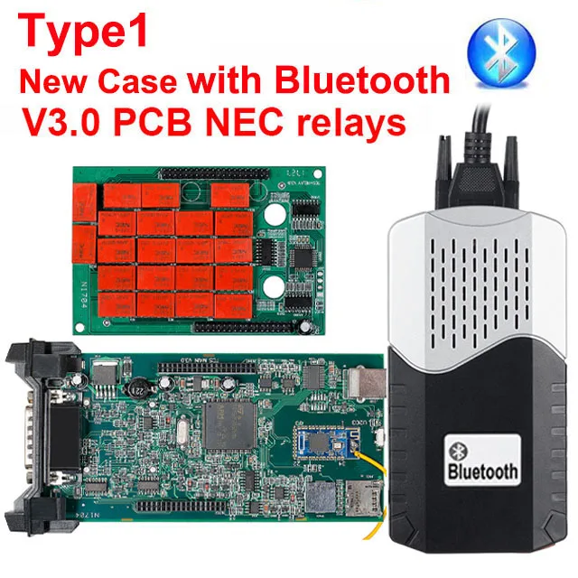 OBD сканер для delphi ds150e ds 150e для TCS vci с R3,00 Keygen Bluetooth obd2 автомобили Грузовики диагностический инструмент - Цвет: Bluetooth