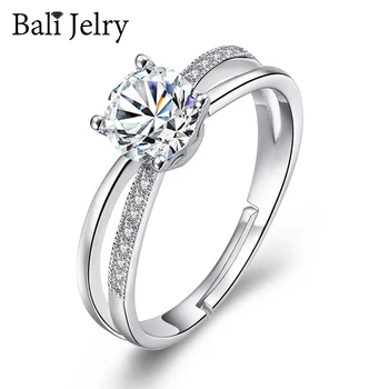 

Bali Jelry Charm Rings Silver 925 Jewelry Round Zircon Gemstone Open Ring Fashion Accessories for Women Wedding Engagement Party