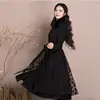 Winter fashion brand lace stitching with real fur woolen jacket women's single breasted over the knee long woolen coat wq545 ► Photo 1/6