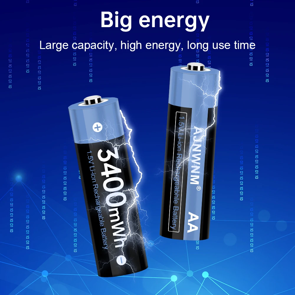 AJNWNM-batería recargable de iones de litio para reloj, pilas AA de 1,5 V, AA, 3400mWh, AA, 1,5 V, para juguetes, cámara, AA, 1,5 V - Imagen 5