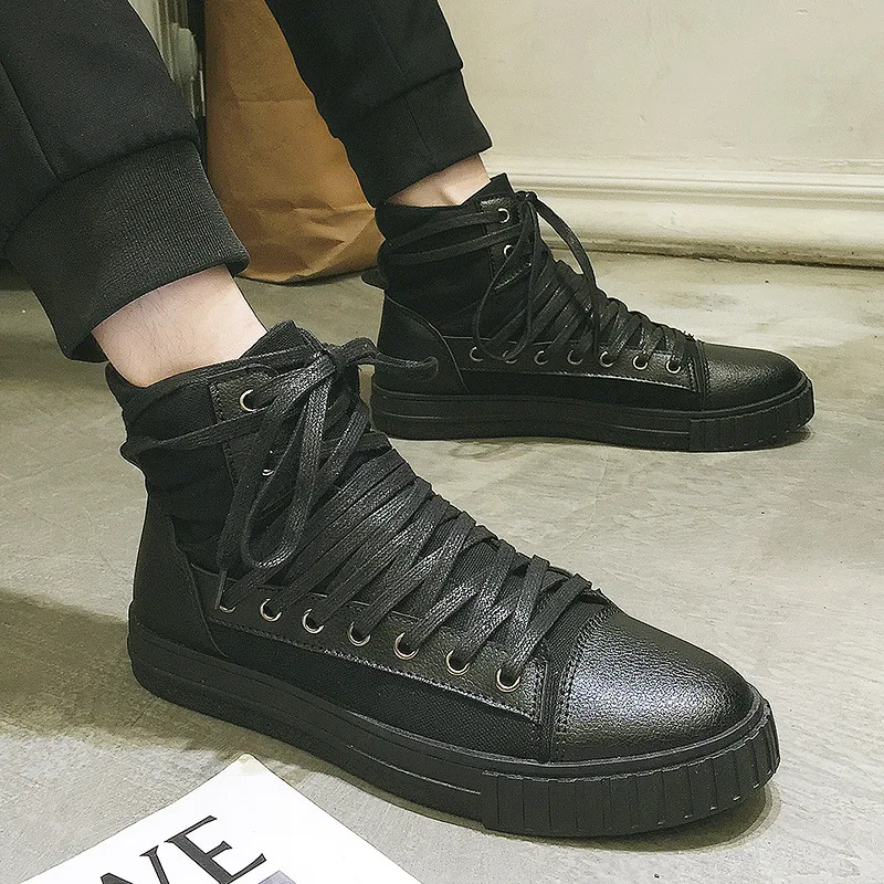 

Pop Pop Men Shoes Spring Autumn Nice Lace-up High Style Men Vulcanize Shoes Fashion Flats Youth Men Shoes