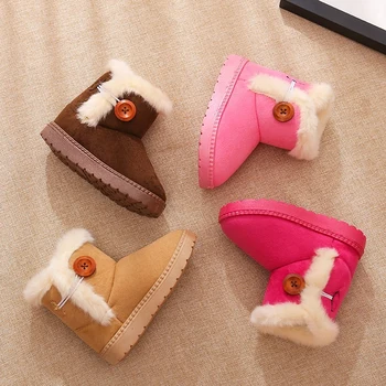 

Warm Kids Snow Boots For Children New Toddler Winter Princess Child Shoes Non-slip Flat Round Toe Girls Baby Lovely Boots