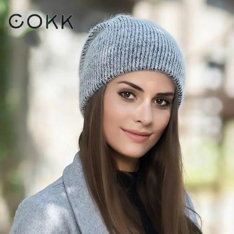 Женская Шапка бини из кроличьего меха плотная|Женские Skullies и шапочки| |