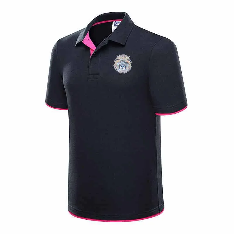 summer new Lion head Polo shirt men short-sleeved casual Slim solid color Polo shirt shrink-proof quick-drying outdoor leisure P summer new Lion head Polo shirt men short-sleeved casual Slim solid color Polo shirt shrink-proof quick-drying outdoor leisure P