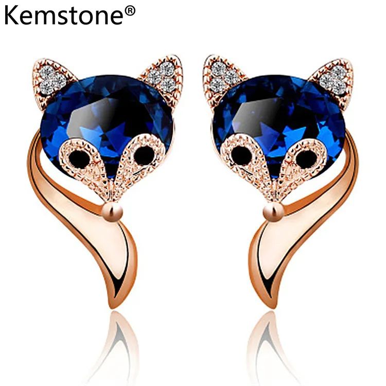 Женские леопардовые серьги гвоздики Пчелка Kemstone с фианитами класса