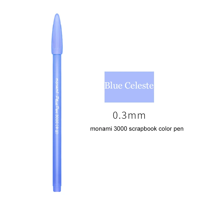 Blue Celeste Корейская ручка для рисования Monami с 3000 фломастером, 0,3 мм, водостойкая ручка, ручка для скрапбукинга, цветная ручка с чернилами, милые стационарные каваи - Цвет: Blue Celeste