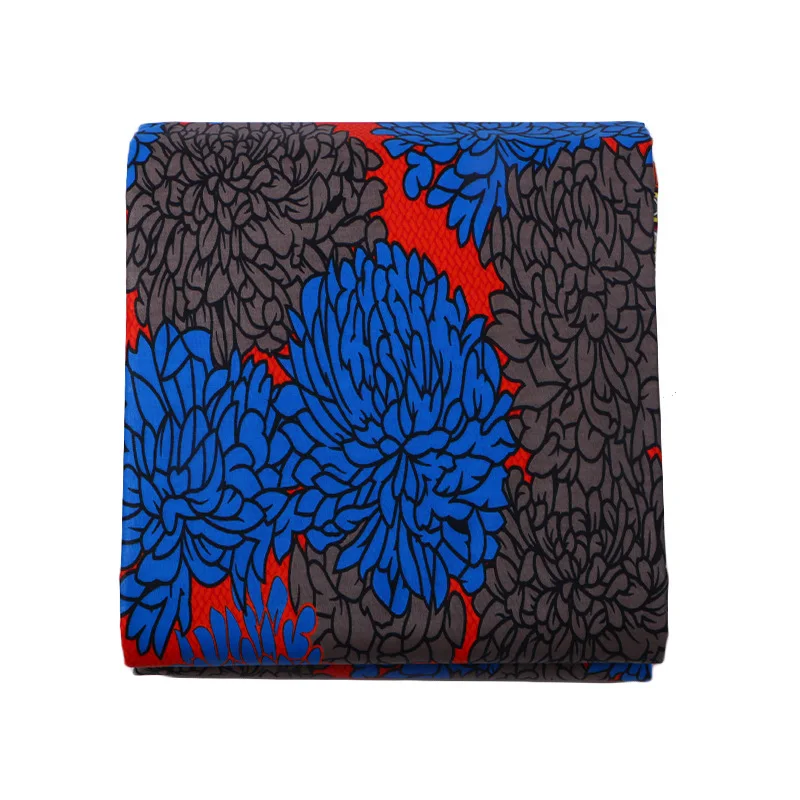 African Blue Flower Print Fashionable Beautiful Cotton Red Guaranteed Real Dutch Wax Fabric African Batik Fabric 6 Yards