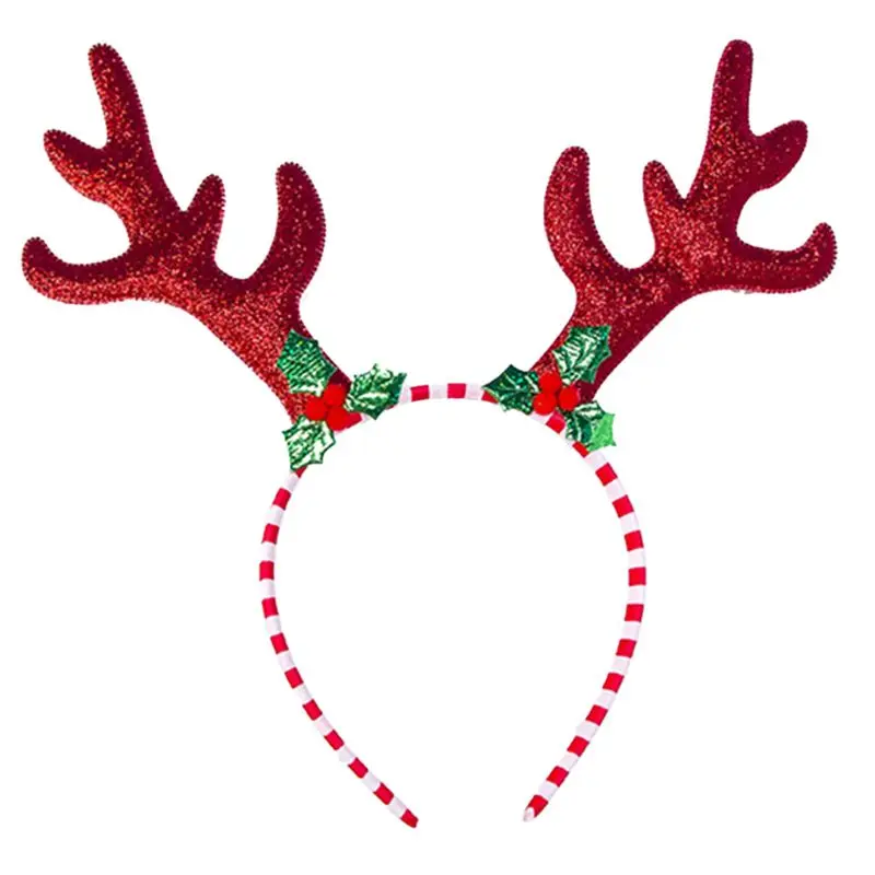 Рождественская блестящая повязка на голову с блестками для взрослых и детей, шапка Санта-Клауса, оленьи рога, снежинка, цветные вечерние обручи для волос - Цвет: B