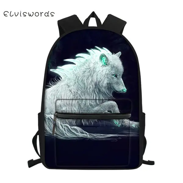 CDWX3814Z58 ELVISWORDS модный детский школьный полотняный рюкзак "Fantasy Wolf" узор школьный рюкзак милые принты в виде зверей дорожные рюкзаки - Цвет: CDWX3814Z58