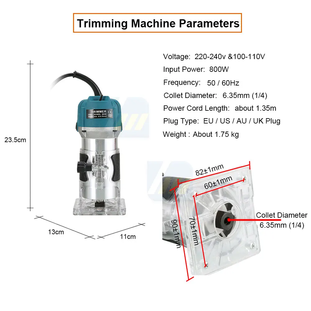 800W 30000RPM Wood Router Machine Woodworking Electric Trimmer 1/4 Inch Wood Carving Milling Cutting Tools Carpenter Power Tools wood pellet making machine