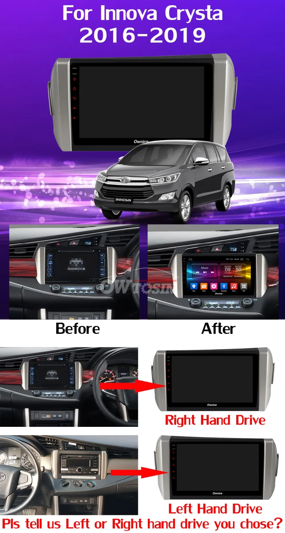 Панорамная камера 360 ° Android 9,0 4 Гб+ 64 ГБ Автомобильный DVD для Toyota Innova Crystal gps Радио SPDIF DSP CarPlay