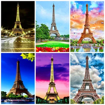 

HUACAN 5D DIY Diamond Painting Full Square Tower Landscape Home Decoration Embroidery Picture Art Kits