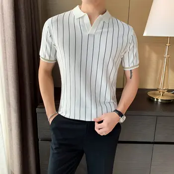 

Fashion 2020 Classic Male Short Sleeve Polos Shirts Camisa Men Polo Shirt Casual Striped Slim M-3XL Summer Mens Polo Shirts