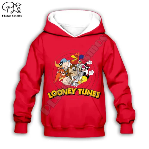 Детские толстовки с капюшоном с изображением кролика Looney Tunes, толстовки с объемным рисунком детский спортивный костюм на молнии для маленьких мальчиков и девочек, футболка и штаны - Цвет: Kids  hoodies