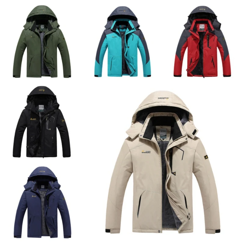 Унисекс зимняя флисовая водонепроницаемая куртка с капюшоном, уличное теплое пальто, походные, лыжные куртки