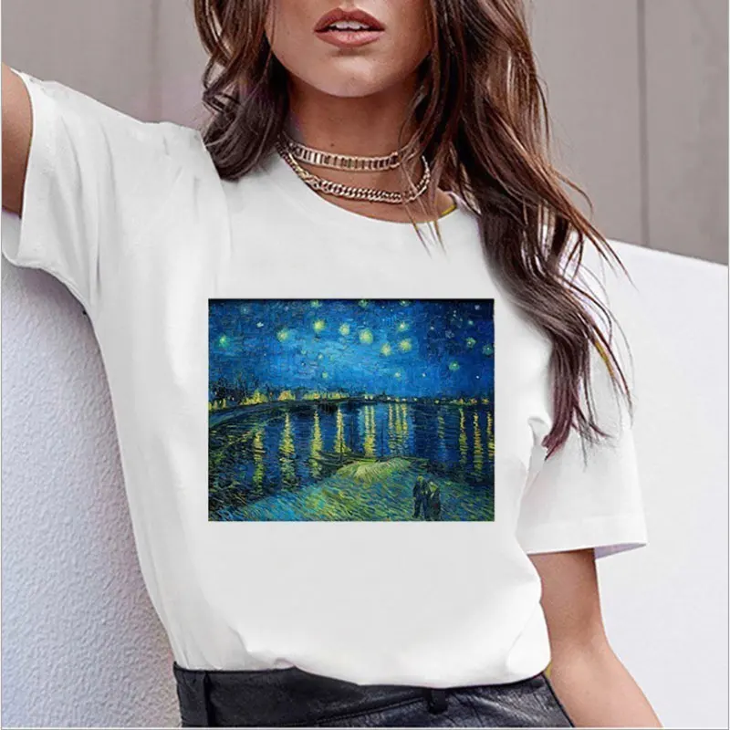 

LINNA Women's Fashion Summer T-shirt Art Print Short Sleeve Women's T-shirt Element Casual T-shirt Short Shirt Top T-shirt
