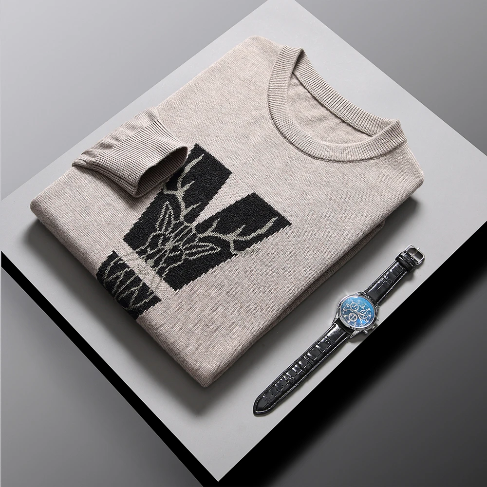 

2020 High End Designer Fashion Brand Knit Printed Wool Pullover Sweater For Men Graphic Autum Winter Casual Jumper Clothes Men
