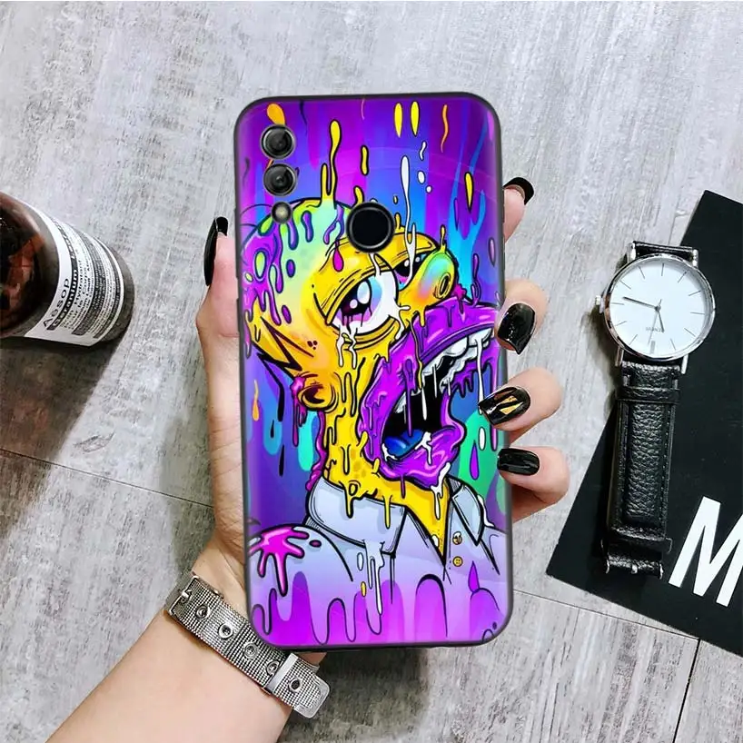 Мультифильм «Симпсоны черная крышка чехол для телефона для huawei Y9 Y5 Y6 Y7 Honor 10 9 Lite 9X8X8 S 8A фотоаппаратов моментальной печати 7S 7A 10i 20i V20 Coque Капа
