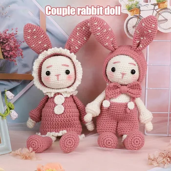 

Handmade Crocheted Wool Dolls Material Pack DIY Long Ears Rabbits Handmade Dolls DEC889