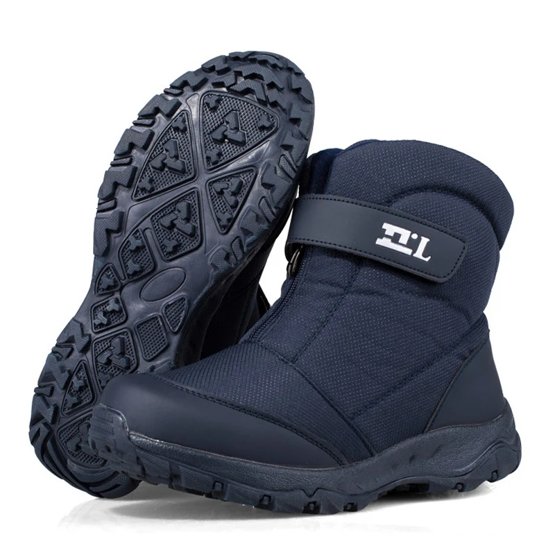 Мужские ботинки г. Зимние ботильоны мужские зимние ботинки Нескользящая зимняя обувь мужские ботинки на толстом меху, размер 36-46 - Color: Blue