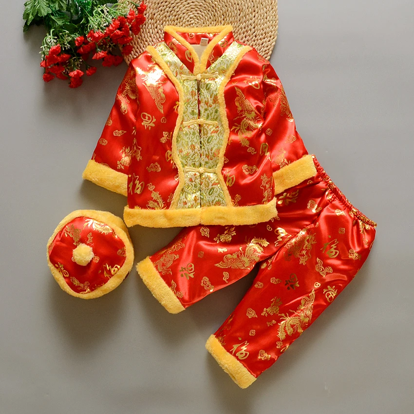 Chinese Tang Suit Baby Traditional Clothing for Kids New Year Classical Boy Oufit Girl Warm Print Costume Children Hanfu Uniform - Цвет: Color 12
