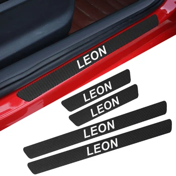 

Car Carbon Fiber Protect Stickers Look Car Door Plate sill scuff welcome pedal threshold Cover for SEAT LEON Sticker