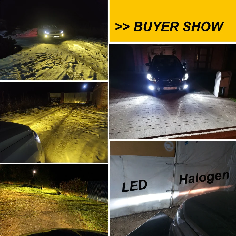 LED Car Fog Lights Bulb 2Pcs H8 H11 3000K 6500K PSX26W PSX24W H10 H16 H27 880 881 H3 5202 9005 9006 DRL Driving Lamp 12V