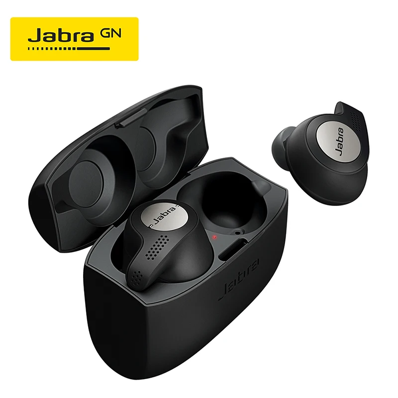 Беспроводные спортивные наушники Jabra Elite Active 65t Alexa с поддержкой True, чехол для зарядки, медный синий и медный красный и титановый черный - Цвет: Titanium Black