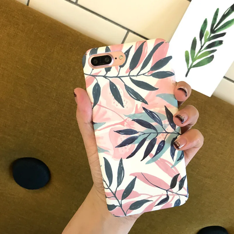 Простой розовый зеленый лист чехол для телефона iPhone11 X XS XR XSMax 8 7 6 6S PluS все включено
