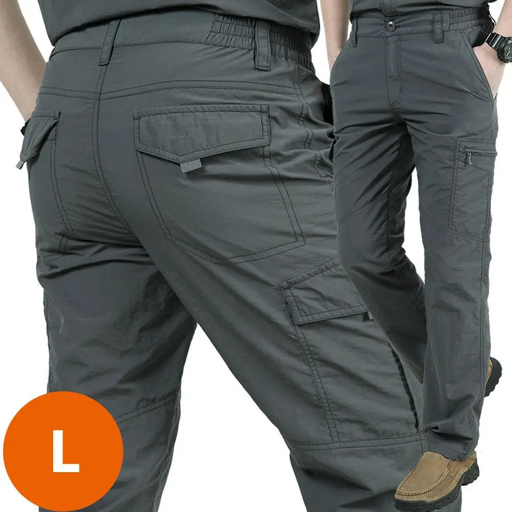 Men's Thin Pants Cargo Work Army Breathable Waterproof Quick Dry Men Pants Casual Summer Trousers Military Style Tactical Pants - Цвет: L