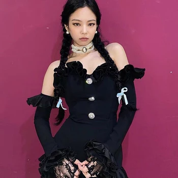 

Free Shipping Wholesale Women's Clothing Black Strapless Sexy Bodysuit Celebrity Cocktail Party Bandage Dress