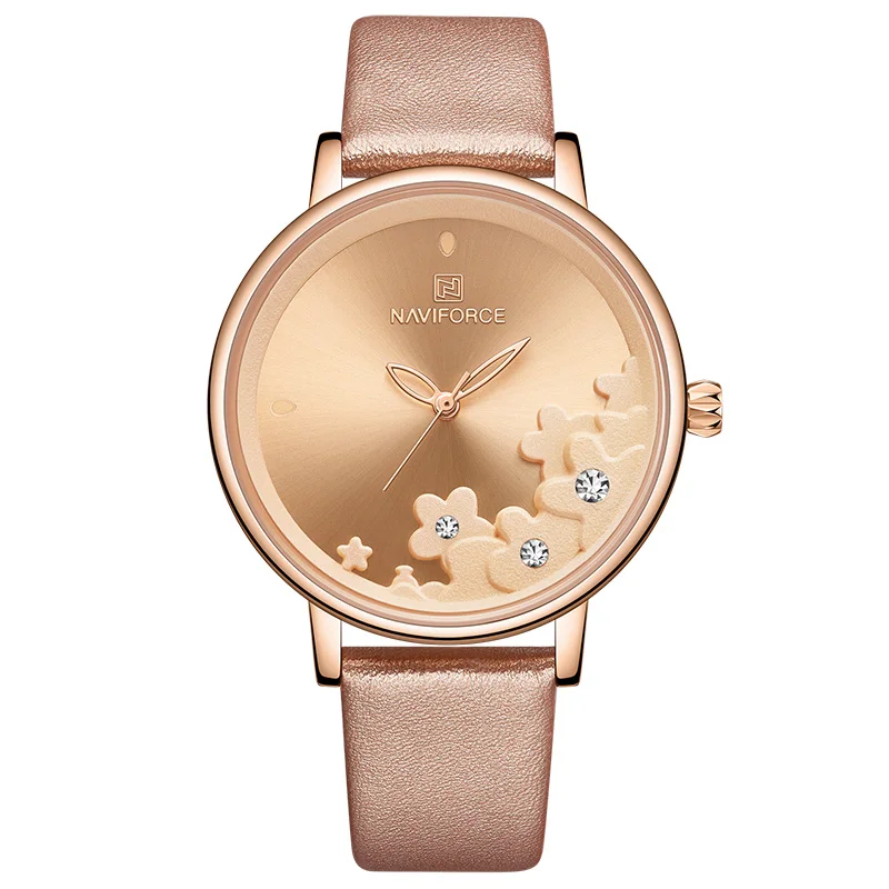 Rose Gold NAVIFORCE женские часы модные кварцевые синие женские наручные часы женские повседневные очаровательные часы для девочек Relogios Feminino Reloj Mujer - Цвет: Rose Gold