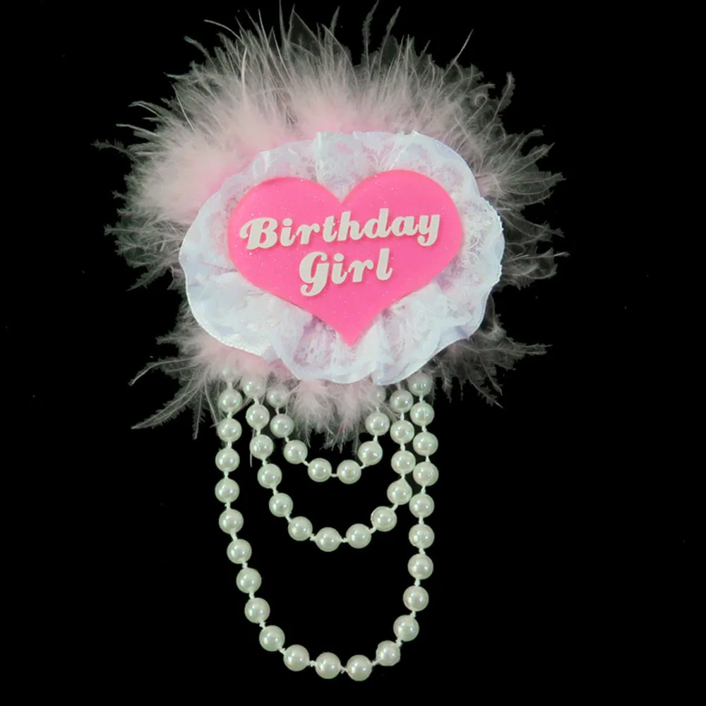 Whitepearlacebirthgi 10 шт. элегантный блестящий значок с сердцем Женская жемчужная брошь невесты на свадьбу, день рождения, вечеринку с кружевной лентой, отделка перьями - Цвет: Whitepearlacebirthgi