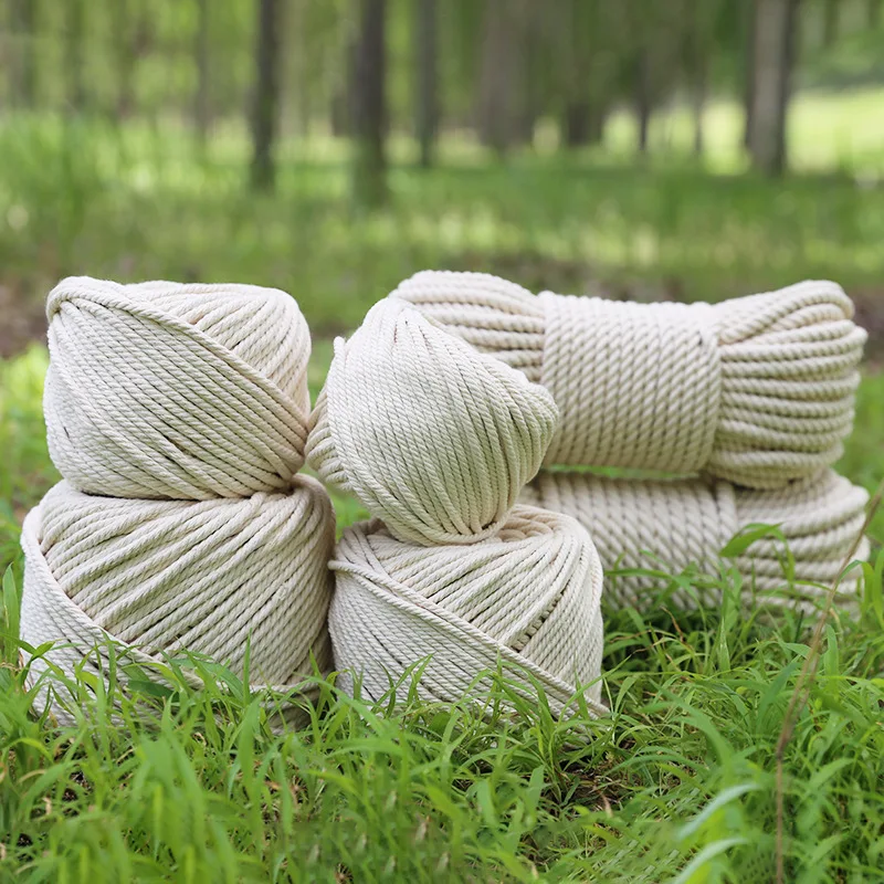 Natural Macrame Twisted Rope String Cotton Cord Thread DIY Craft Knitting Christmas Plant Hangers Wall Hangings 2/3/4/5/6/8/10mm