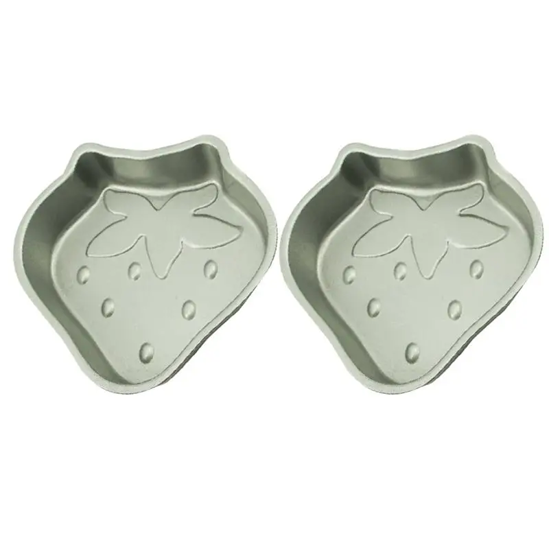 

2pcs Mini Cake Mold Baking Tray Cake Baking Pan DIY Cake Baking Tray Household Bakeware Pudding Mold (Silver Strawberry)
