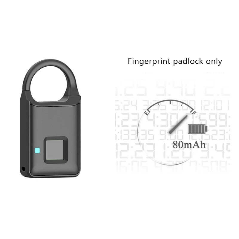 

Smart Fingerprint Padlock USB Charging Anti-Theft Quick Fingerprint Lock Security for Luggage FO Sale