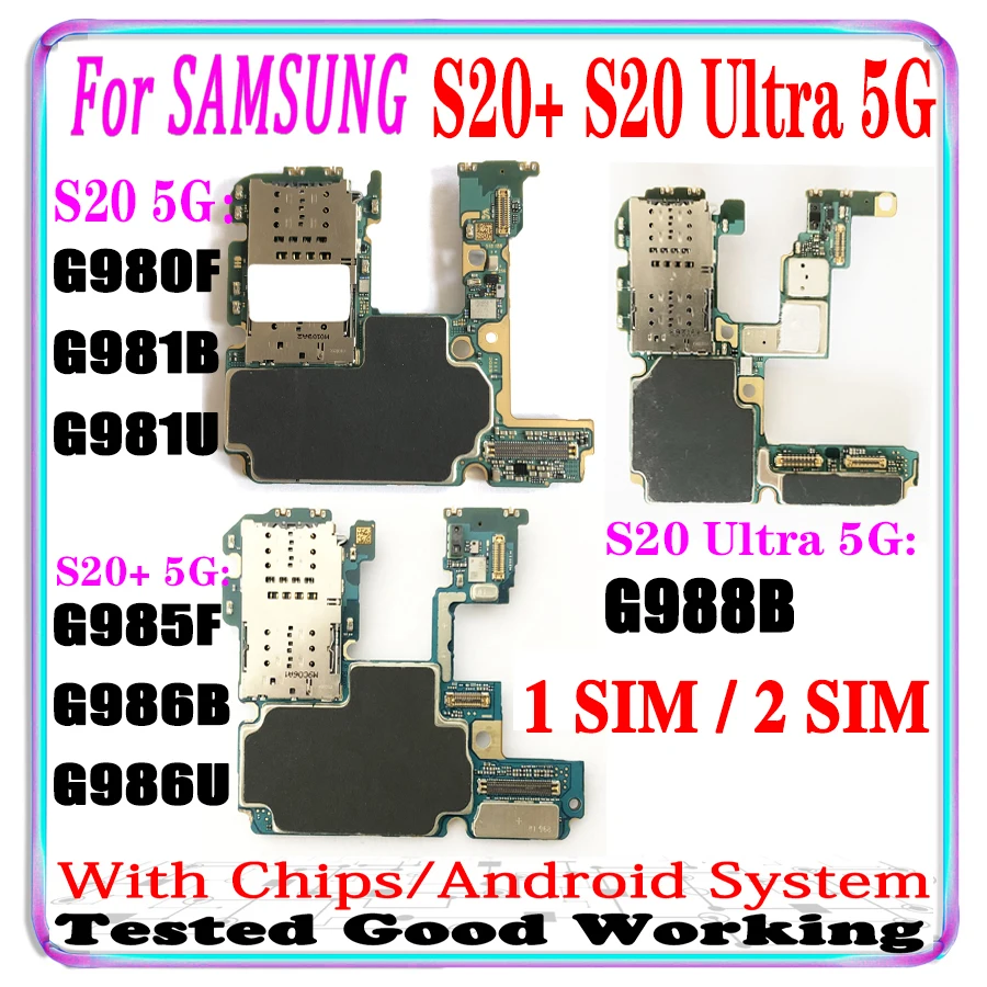Оригинал для Samsung Galaxy S20 Ultra 5G G988B + G986B G986U G980F G981U G981B G985F материнская плата