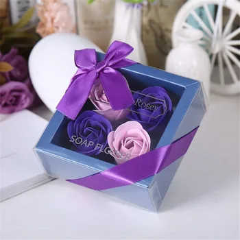 

4pcs Soap flowers Hand-made rose Manufacturers direct soap flower gift box Christmas and valentine's day gifts