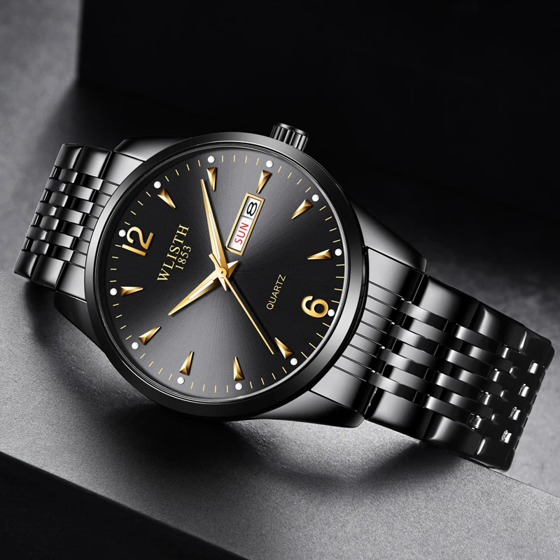 WLISTH Top Brand Watch Men Stainless Steel Business Date Clock Waterproof Luminous Watches Mens Luxury Sport Quartz Wrist | Наручные часы