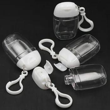 

10 Pcs/Lot 30ml Empty Bottles Hand Sanitizer Small Holder With Hook Keychain Carriers Flip Cap Reusable Portable Travel Bottle