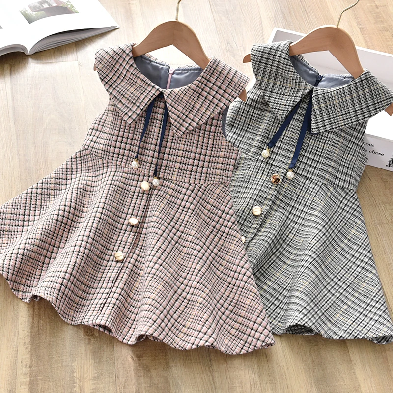 Модное платье-майка в западном стиле для маленьких девочек рождественское платье нарядное платье принцессы для девочек Новая детская одежда на весну, осень и зиму