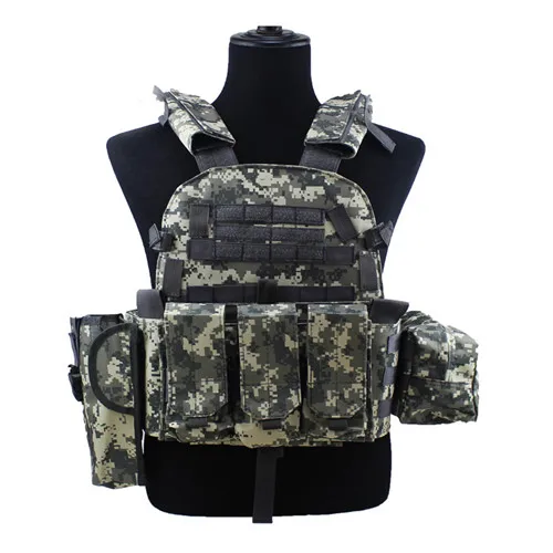 ACU Тактический Молл пластина Перевозчик защитная одежда Combat paintball тренировочная безрукавка мягкий жилет с тройной подсумок футляр для рации - Цвет: ACU